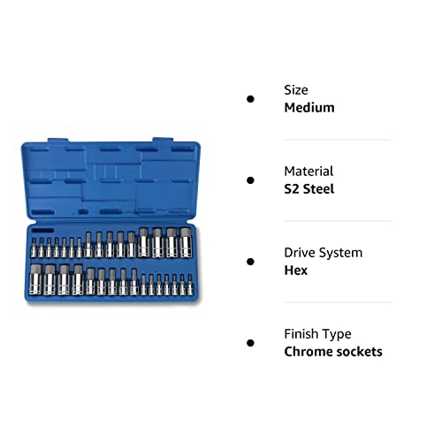 32 PC MASTER ALLEN WRENCH BIT KIT HEX KEY FOR RATCHET SOCKET TOOL SAE METRIC SET