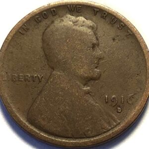 1916 D Lincoln Wheat Cent Penny Seller Good