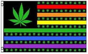 rainbow marijuana pot leaf usa polyester 3x5 foot flag weed banner hippie new