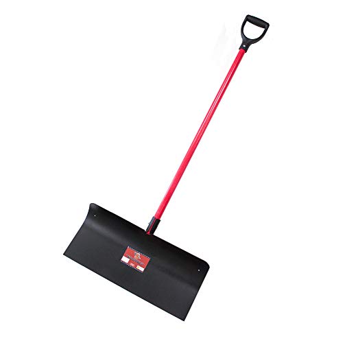 Bully Tools 92817 24" Steel Snow Pusher with Fiberglass D-Grip Handle