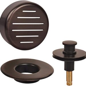 AB&A 60115 Tub Drain Trim Kit with Push eN Lift Stopper, Classic High-Capacity Overflow Plate, and Press-in Strainer Cover, Venetian Bronze