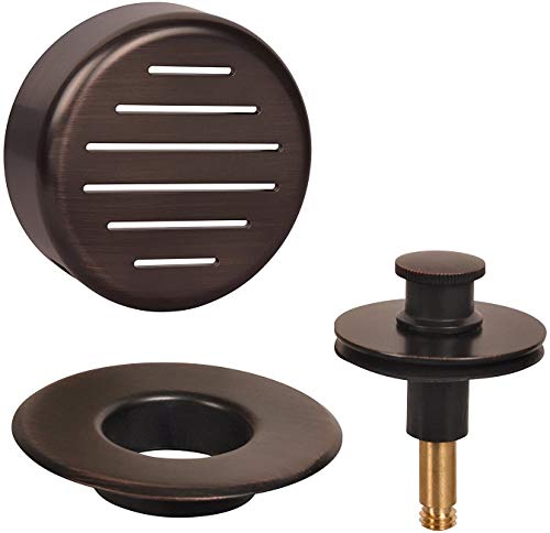 AB&A 60115 Tub Drain Trim Kit with Push eN Lift Stopper, Classic High-Capacity Overflow Plate, and Press-in Strainer Cover, Venetian Bronze