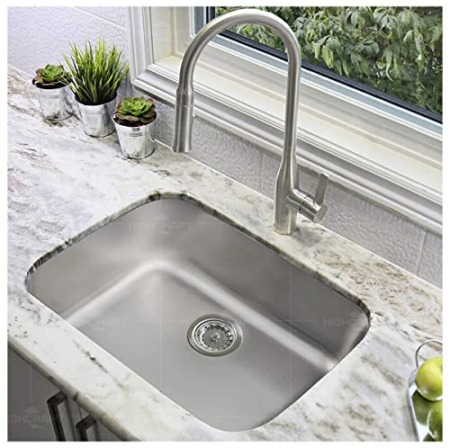 Highcraft 7511 Kitchen Sink (3-1/2'' Inch) Stainless Steel Drain Assembly With Strainer Basket-and Rubber Stopper, 3.5