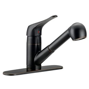 designers impressions 651762 oil rubbed bronze single handle kitchen faucet - kitchen sink faucet with pull-out sprayer