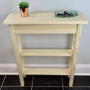 24" Narrow Console Sofa Table - Unfinished Foyer Pine Table With Bottom Storage Shelf