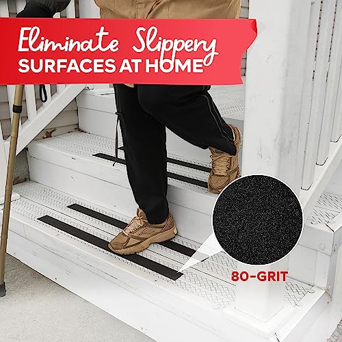 XFasten Anti Slip Grip Tape for Stairs, Black 4-Inches x 15-Foot Stair Grips Non Slip, Anti Skid Tape for Steps Outdoor Waterproof, Stair Tread Tape