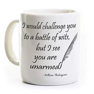 Shakespeare Quote Coffee Mug - Battle of Wits Quote - English Teacher Gift Snarky