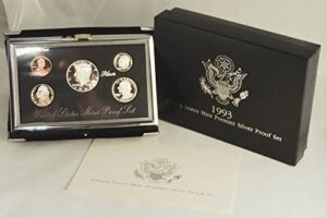 1993 s united states mint premier silver proof set penny, nickel dime, quarter, half dollar us mint brilliant uncirculated