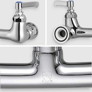 Aquaterior 41" Height Commercial Kitchen Sink Faucet Pre-Rinse Wall-Mount Faucet Double Handle Brass with Pull Down Fit for 2/3 Compartment Sink CUPC NSF ANSI CEC
