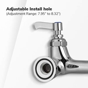 Aquaterior 41" Height Commercial Kitchen Sink Faucet Pre-Rinse Wall-Mount Faucet Double Handle Brass with Pull Down Fit for 2/3 Compartment Sink CUPC NSF ANSI CEC