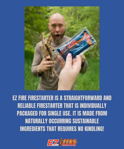 EZ FIRE FIRESTARTER for Fireplace, Campfire, or Grills. Safe, All Purpose, Effective, Waterproof, Windproof Fire Starter Gel Packets for Indoor or Outdoor Use. 50 Pack