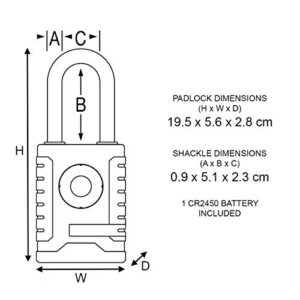 Master Lock Padlock, Outdoor Personal Use Bluetooth Lock, 2-7/32 in. Wide, 4401DLH