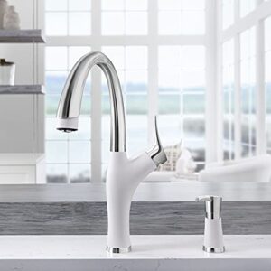 BLANCO, White 442036 ARTONA Color-Coordinated Pull-Down Dual Spray Kitchen Faucet, 1.5 GPM