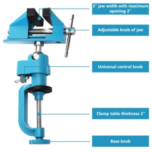 Goplus® Bench Vise Swivel 3" Tabletop Clamp Vice Tilts Rotate 360° Universal Work