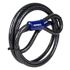 BRINKS - 7 ft x 5/8" Commercial Steel Braided Loop Cable - Heavy Duty Vinyl Wrap for Corrosion Protection, Black