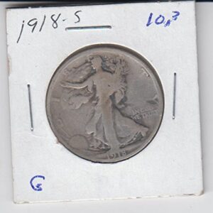 1918 S Walking Liberty Average Circulated Half Dollar Good