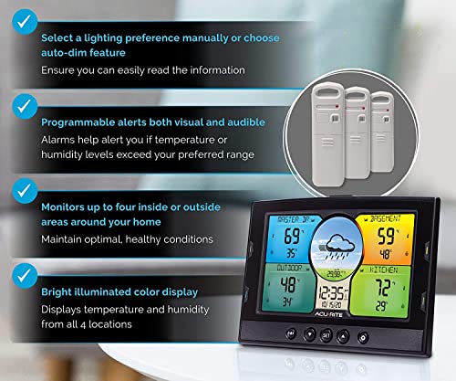 AcuRite Multi-Room Weather Station with Wireless Indoor/Outdoor Thermometer and Digital Color Display with Weather Forecaster (02082M), Full Color