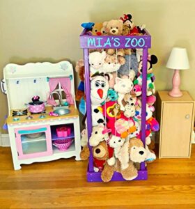 2', 32", 3', 4' personalized stuffed animal zoo, wood animal holder, storage, stuffed animal organizer, kids gifts, ball storage, birthday gift, stuffed animal storage, zoo keeper