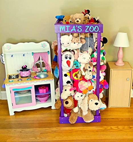 2', 32", 3', 4' Personalized Stuffed Animal Zoo, Wood Animal Holder, Storage, Stuffed Animal Organizer, Kids Gifts, Ball Storage, Birthday Gift, Stuffed Animal Storage, Zoo Keeper