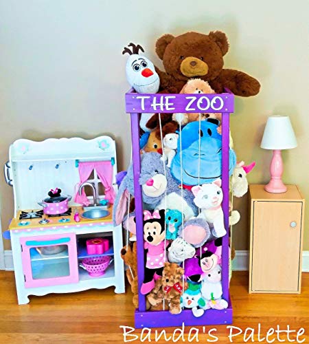 2', 32", 3', 4' Personalized Stuffed Animal Zoo, Wood Animal Holder, Storage, Stuffed Animal Organizer, Kids Gifts, Ball Storage, Birthday Gift, Stuffed Animal Storage, Zoo Keeper