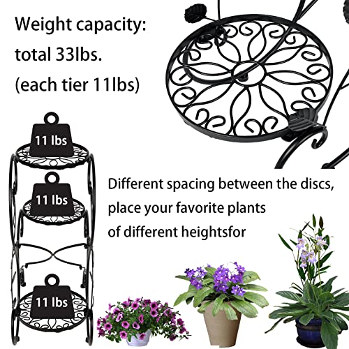 HLC 3 Tier Tall Plant Stand Outdoor Flower Stand Flower Pot Holder Display for Patio Garden Corner Balcony Living Room