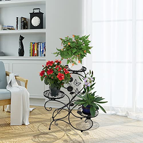 HLC 3 Tier Tall Plant Stand Outdoor Flower Stand Flower Pot Holder Display for Patio Garden Corner Balcony Living Room