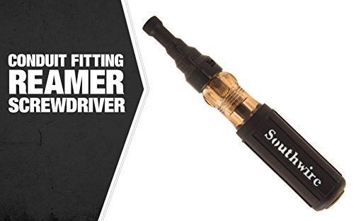 Southwire SDCFR Conduit Fitting Reaming Screwdriver; Heavy Duty; Dual Function; Multi Use Detachable Head; Compatible with Drill; Cushion Grip Handles for Comfort