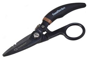southwire - esp-1 tools & equipment esp1 electrician scissors datacomm snips, durable serrated blade, built in notches, precise control, textured grip handle for added comfort, nickle finished plate
