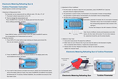 Turbine Flow Meter Electronic 3/4" 3/4 inch 10-100L/Min Oil Flowmeter Kerosene Gas Methanol Diesel Fuel Flow Digital Meter Oval Gear Gauge LCD BSPT/NPT with Battery