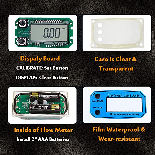 Turbine Flow Meter Electronic 3/4" 3/4 inch 10-100L/Min Oil Flowmeter Kerosene Gas Methanol Diesel Fuel Flow Digital Meter Oval Gear Gauge LCD BSPT/NPT with Battery