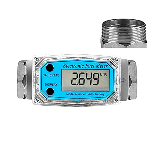 Turbine Flow Meter Electronic 3/4" 3/4 inch 10-100L/Min Oil Flowmeter Kerosene Gas Methanol Diesel Fuel Flow Digital Meter Oval Gear Gauge LCD BSPT/NPT with Battery