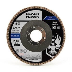 BHA Grinding and Sanding Flap Discs T27, 4-1/2" x 7/8", 40 Grit - 10 Pack