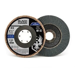 BHA Grinding and Sanding Flap Discs T27, 4-1/2" x 7/8", 40 Grit - 10 Pack