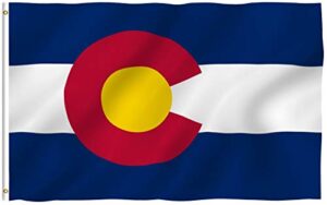 anley fly breeze 3x5 foot colorado state polyester flag - vivid color and fade proof - canvas header and double stitched - colorado co flags with brass grommets 3 x 5 ft