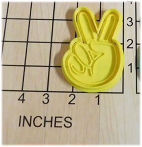 peace hand sign fondant cookie cutter and stamp #1018