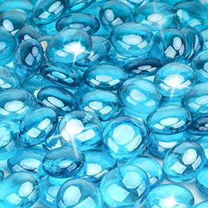 stanbroil 10-pound fire glass beads - 1/2 inch luster fire glass drops for fireplace fire pit | gas log sets | landscaping | fish tank, caribbean blue luster