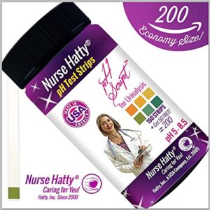 Nurse Hatty® - 200ct. pH Strips w Free App - Made-in-The-USA (Economy Size - Single PAD) - pH Test Strips for Alkaline & Acid Levels for Home & Lab Use + 300+ Pages of Edu Pack - pH Scale of Urine