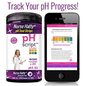 Nurse Hatty® - 200ct. pH Strips w Free App - Made-in-The-USA (Economy Size - Single PAD) - pH Test Strips for Alkaline & Acid Levels for Home & Lab Use + 300+ Pages of Edu Pack - pH Scale of Urine