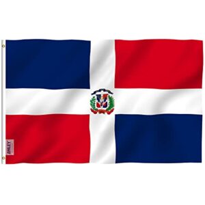 anley fly breeze 3x5 foot dominican republic flag - vivid color and fade proof - canvas header and double stitched - dominican national flags polyester with brass grommets 3 x 5 ft