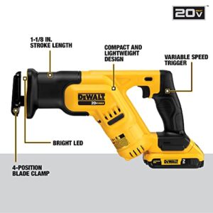 DEWALT 20V MAX* Cordless Reciprocating Saw Kit, Compact, 2-Amp Hour (DCS387D1)