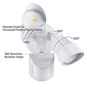 LEONLITE COB LED Security Light, Commercial Motion Sensor Flood Lights Outdoor, 3 Modes Motion Detector+Dusk to Dawn+Switch Control, 100-277V, Adjustable 2-Head, IP65, 5000K Daylight, ETL, White