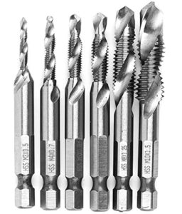 preamer 6pc hss metric combination drill tap bit drill tap deburr set3 m4 m5 m6 m8 m10 tap and drill self tapping