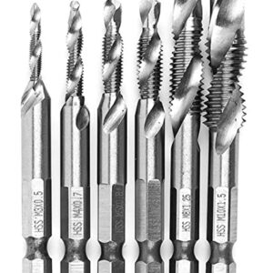 Preamer 6pc Hss Metric Combination Drill Tap Bit Drill Tap Deburr Set3 M4 M5 M6 M8 M10 Tap and Drill Self Tapping