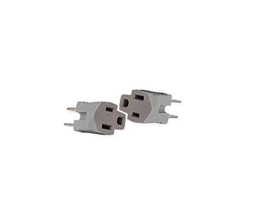 Cooper BP419GY/15 2-Pole 2-Wire Grounding Adapter 2-Pack (Gray)