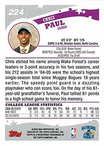 2005-06 Topps Basketball #224 Chris Paul Rookie Card