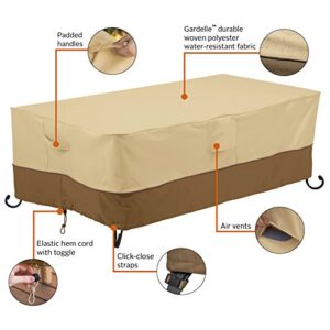 Classic Accessories Veranda Water-Resistant 56 Inch Rectangular Fire Pit Table Cover, Outdoor Table Cover, Pebble/Bark/Earth