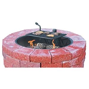Pilot Rock 30 Inch Heavy Duty Steel Ground Fire Pit Ring Insert Liner and Metal Cooking Grate for Grilling, Camping, and Backyard Bonfires, Black