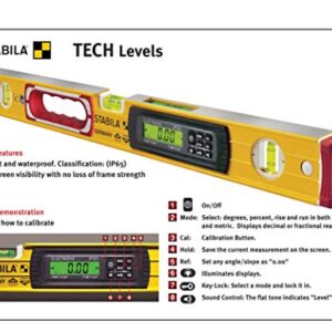 Stabila 36548 Type 196-2 Tech 48-Inch Digital Level IP65 Dust and Waterproof with Nylon Carrying Case - Made in Germany , Yellow