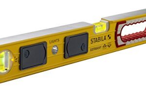 Stabila 39324 196 LED"The Lights" Level Kit, a 24" Level with Two Illuminated Vials and Two Light Packs, Yellow