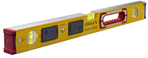 Stabila 39324 196 LED"The Lights" Level Kit, a 24" Level with Two Illuminated Vials and Two Light Packs, Yellow